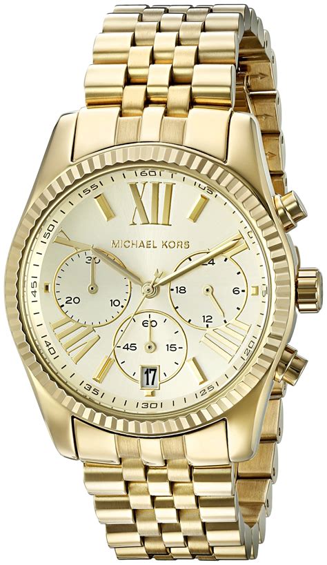 who wears gold michael kors watch|oversized lexington gold tone watch.